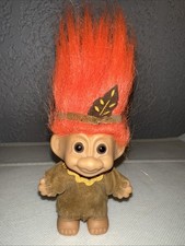 Vintage Russ Troll Doll Pilgrim Native American Indian With Original Sticker