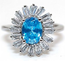 2CT Blue Topaz Topaz 925 Sterling Silver Ring Jewelry Sz 7 MB5-5