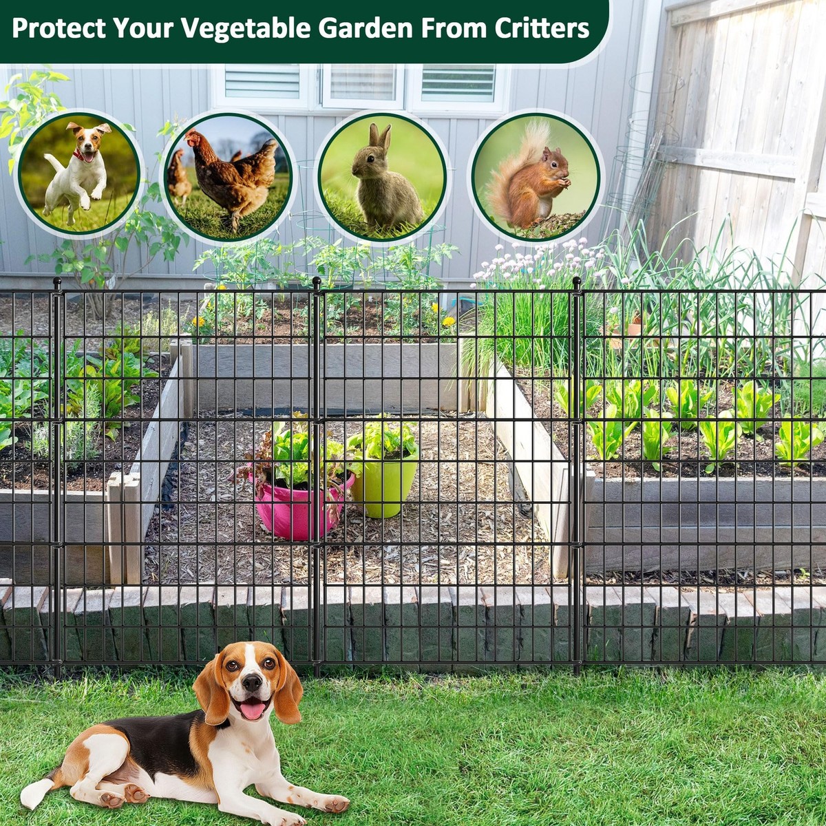 10 Panels Decorative Garden Fence Animal Barrier No Dig Dog