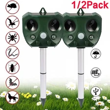 Upgraded Solar Ultrasonic Animal Repellent Dog Cat Skunk Deer Raccoon For Garden