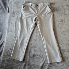 Greg Norman Protek Stretch Golf Pants Men's Grey 38x30 T Flat Front Performance