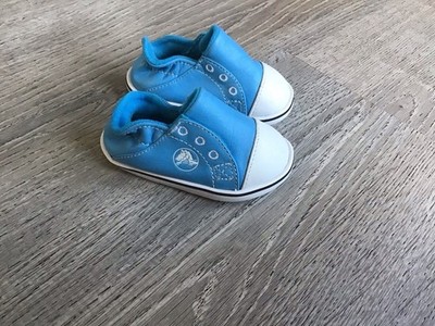 Crocs Baby C3 Size 3 Blue Slip On Hover Sneakers Shoes Crib Crawling Shoe 12728