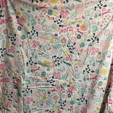 Pottery Barn Kids Duvet Cover Full Queen Floral Animals Print White Multi