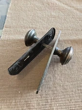 Antique Ornate Brass Door Knob And Plates For Skeleton Key Lock