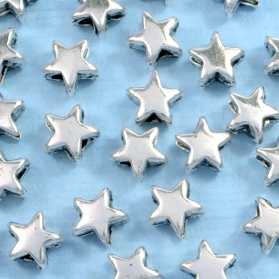 50 x Tibetan Silver Star Spacer Beads 6mm Charms Jewellery Findings  - Image 2 of 2