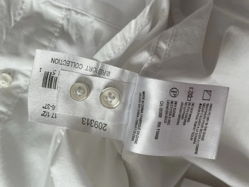 Report Collection White Cotton Long Sleeve Dress Shirt Sz XL  17 1/2''  36-37'' - Image 4 of 4
