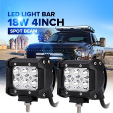 Pair 4 18w Led Work Light Bar Spot Pods Offroad For Jeep Ford Truck Fog Lamp