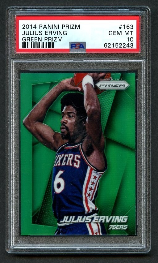 2014-15 Panini Prizm Basketball Green JULIUS ERVING #163 PSA 10 GEM MT 76ers