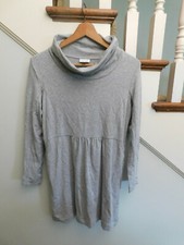 J Jill Petite S Cowl-neck Sweater Dress Grey Side Pockets Comfort Cotton Blend