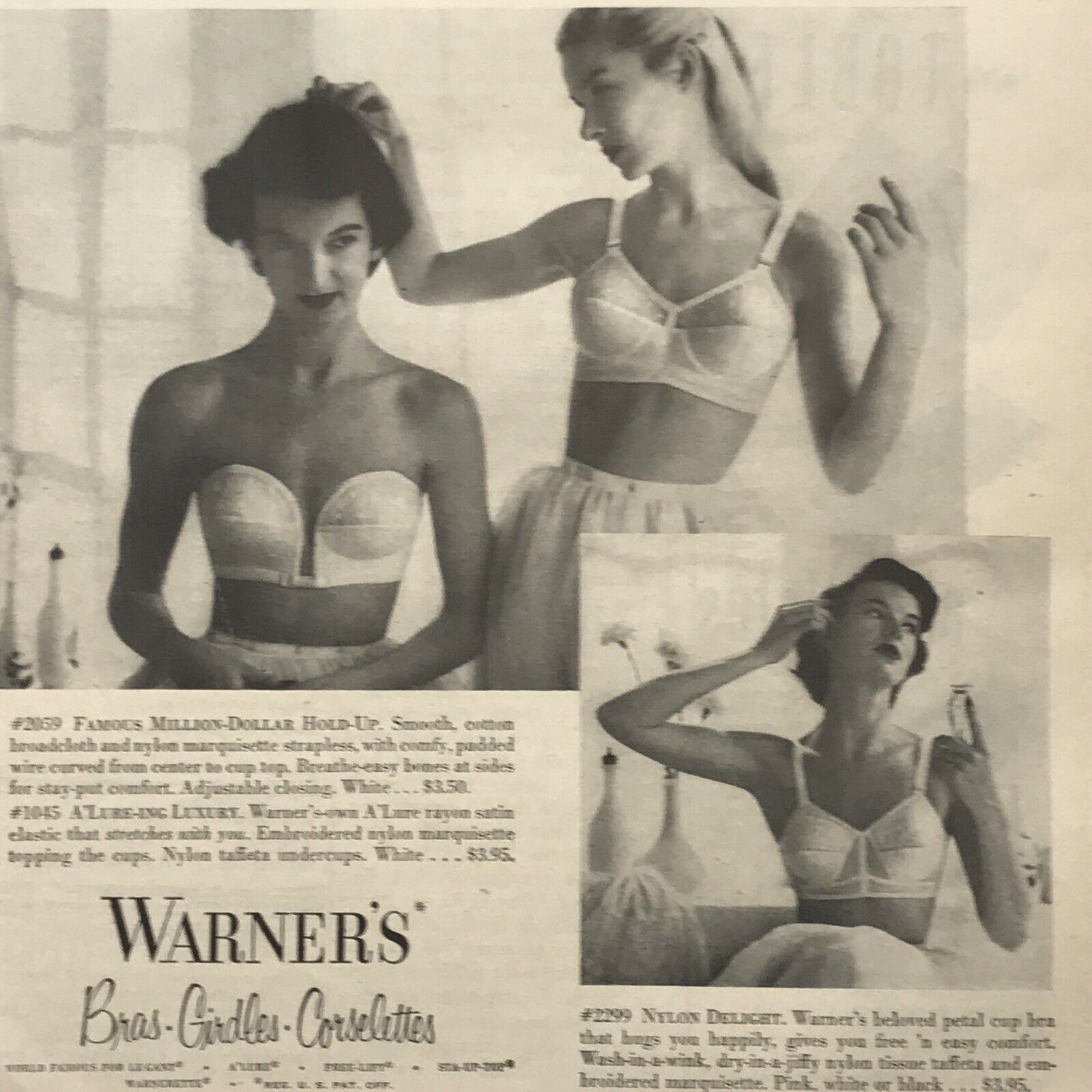 Original Print Ad 1951 WARNER'S Bras Foundation Peta-Cup Pattern Underwear