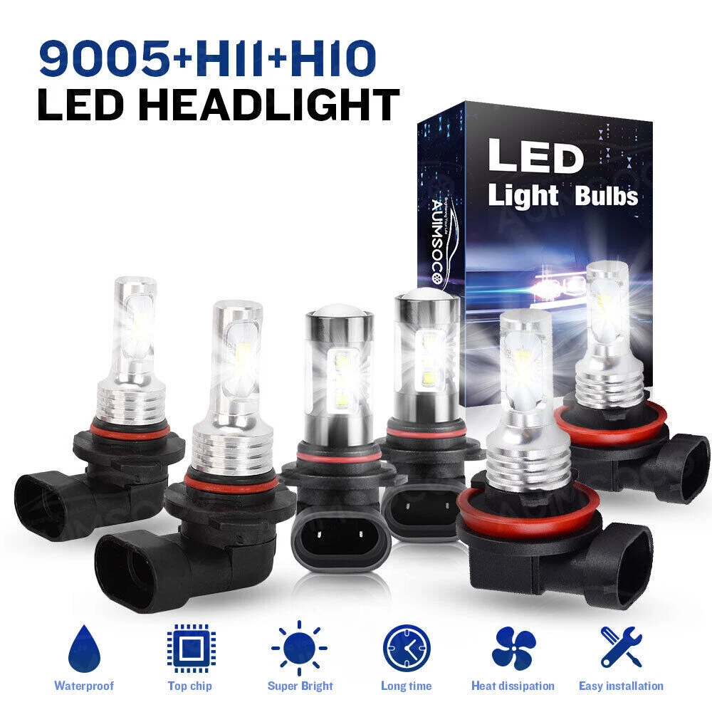 For Ford F 150 2015-2023 10000K Front LED Headlight High/Low Beam+Fog Light Bulb