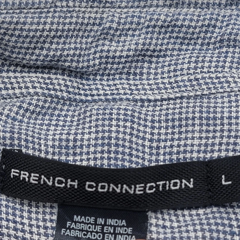 Camisa French Connection Para Hombres L L L Lino Resort Club de Vacaciones Festival Pata de Gallo  Foto 3 de 4