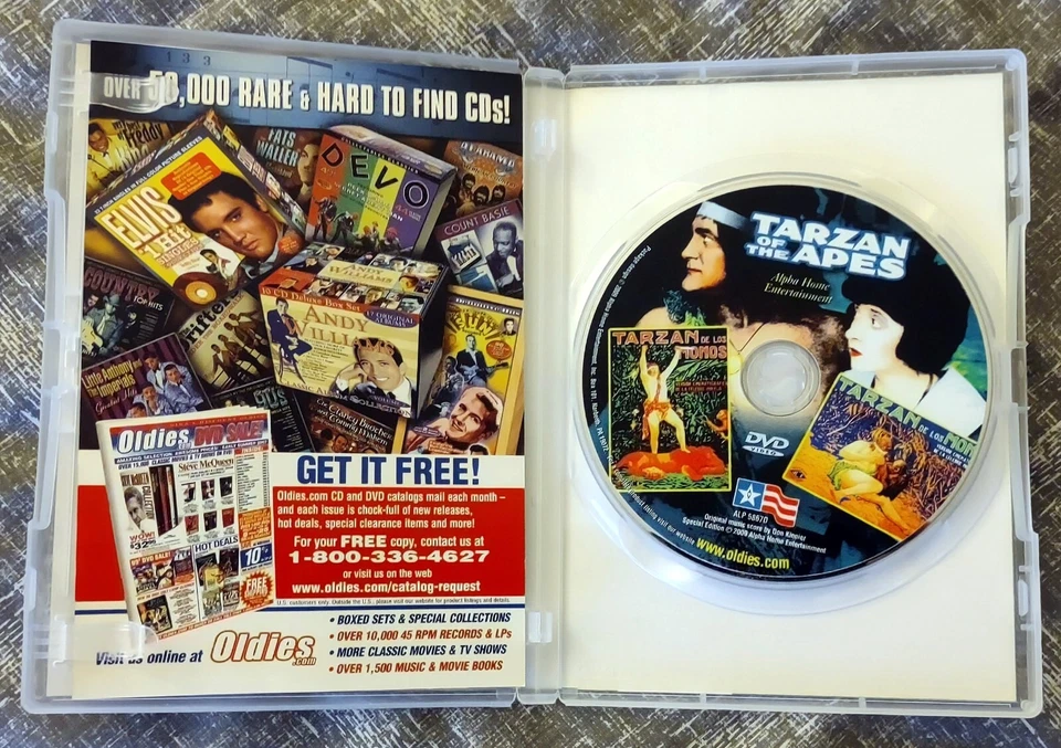 Tarzan of the Apes (1918) DVD (Region 0 US Import) Silent  1st Ever Tarzan Movie - Image 3 of 4