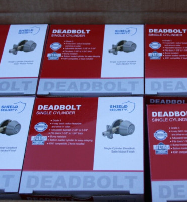 2 New Deadbolt Shield Security One Sided Interior ~ 913788 Satin Chrome