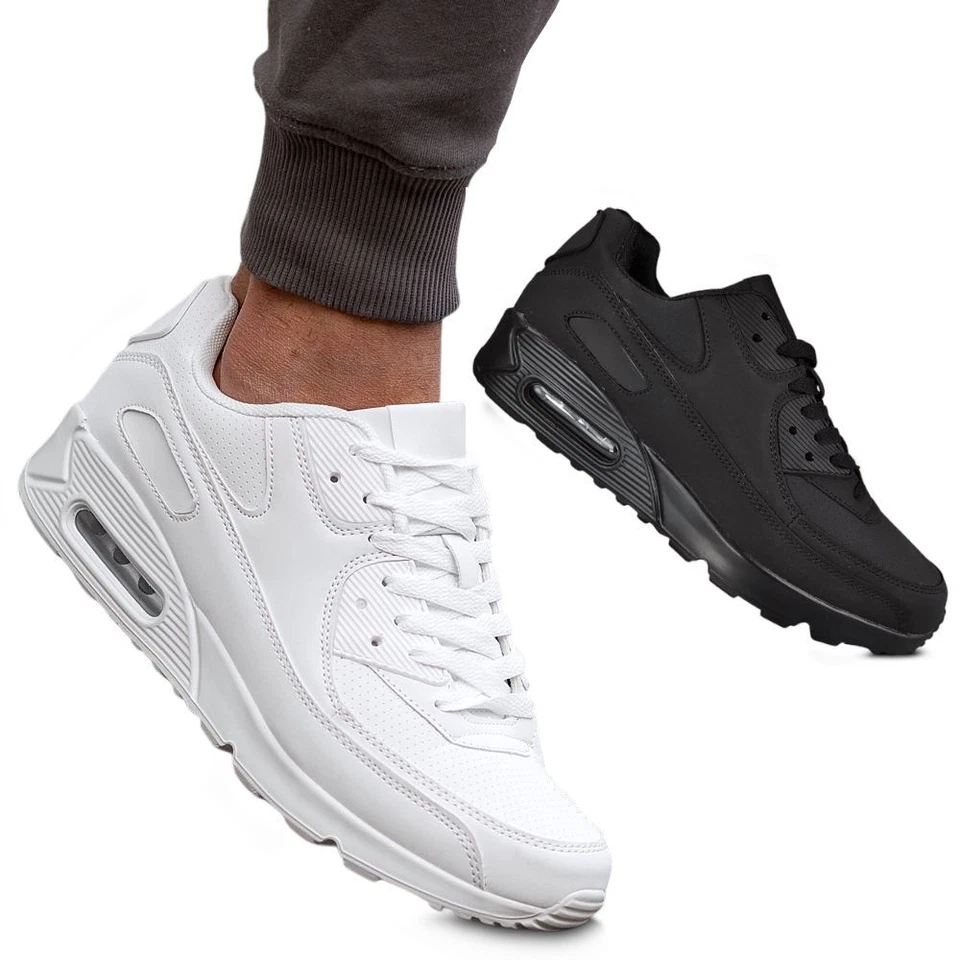Sneaker Herren Sportschuhe Air Sohle Freizeit Schuhe Turnschuhe Weiss Schwarz