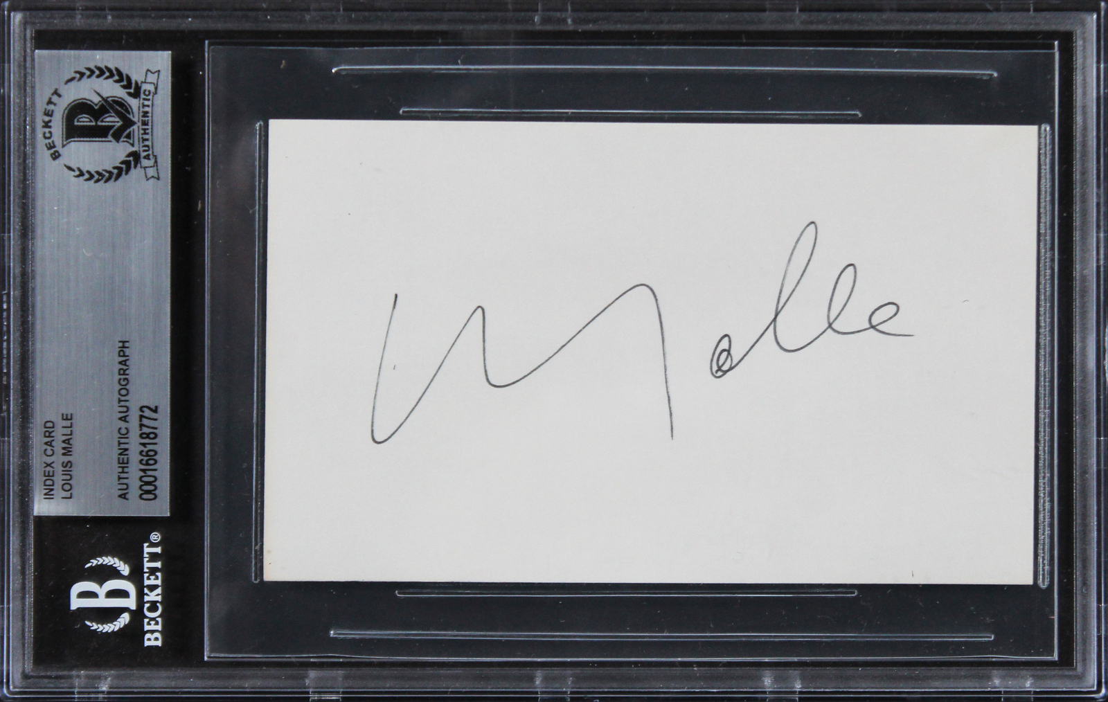 Louis Malle Goodbye, Children Authentic Signed 3x5 Index Card BAS Slabbed 1