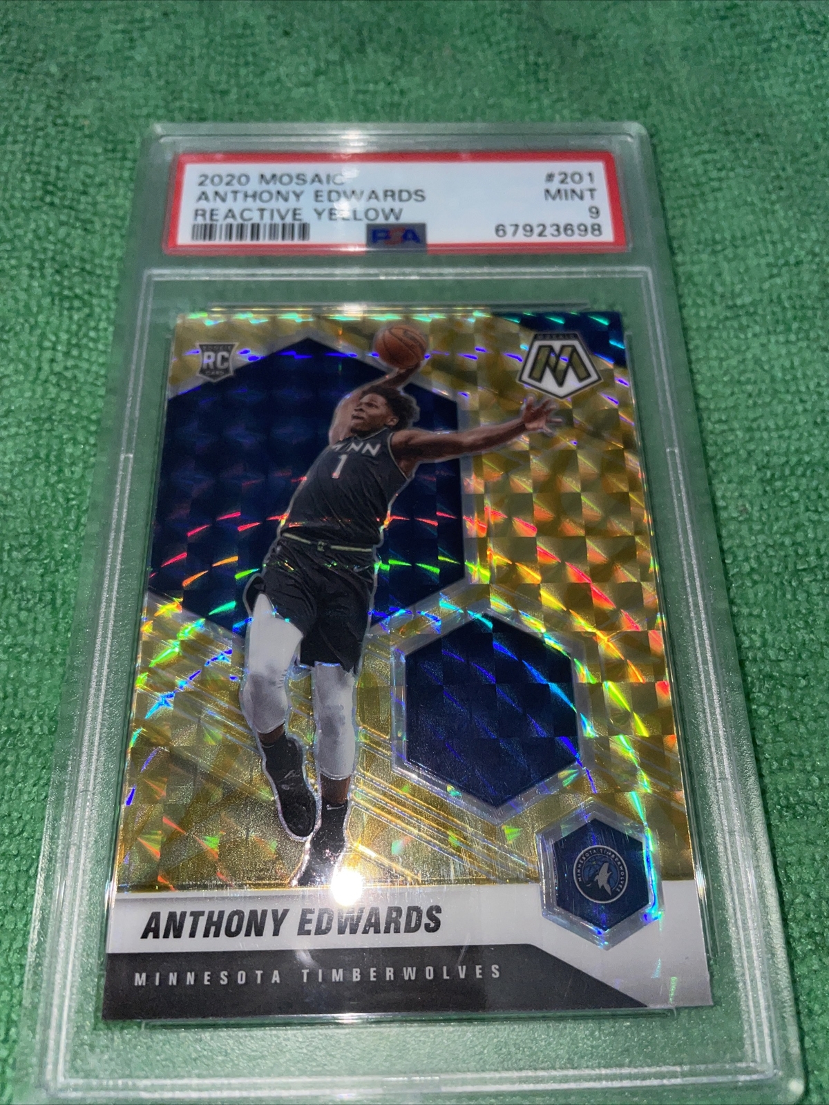 2020 Anthony Edwards Mosaic Reactive Yellow #201 PSA 9 Rookie Minnesota Twolves