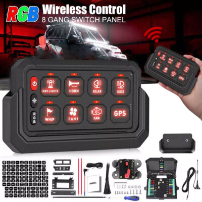 #ad Wireless RGB 8 Gang Switch Panel 265 Ft Circuit Control Relay System Switch $89.99