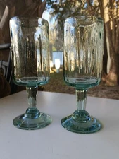SET OF 2 PEDESTAL  HANDBLOWN GLASSES