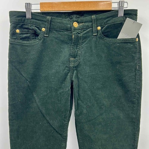 NEW 7 FOR ALL MANKIND CORDUROY PANTS WOMEN SIZE 30x30 SKINNY GREEN PANTS - Picture 2 of 12