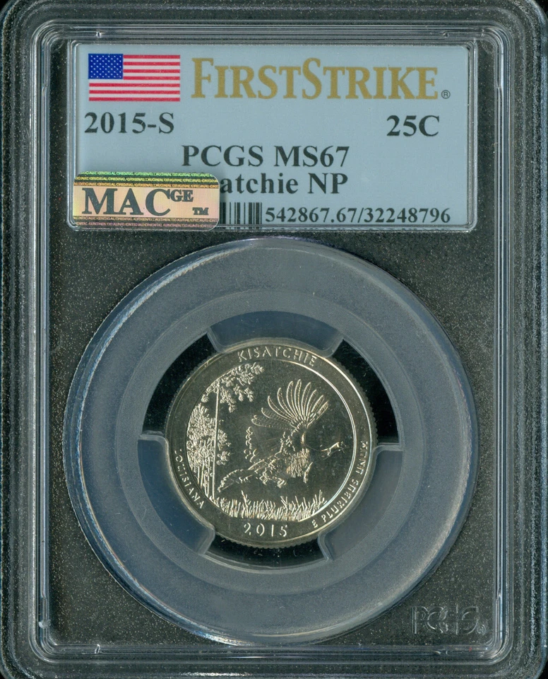 2015 S KISATCHIE QUARTER PCGS MS67 PQ FS ONLY 3 FINER MAC SPOTLESS * - Image 3 of 4
