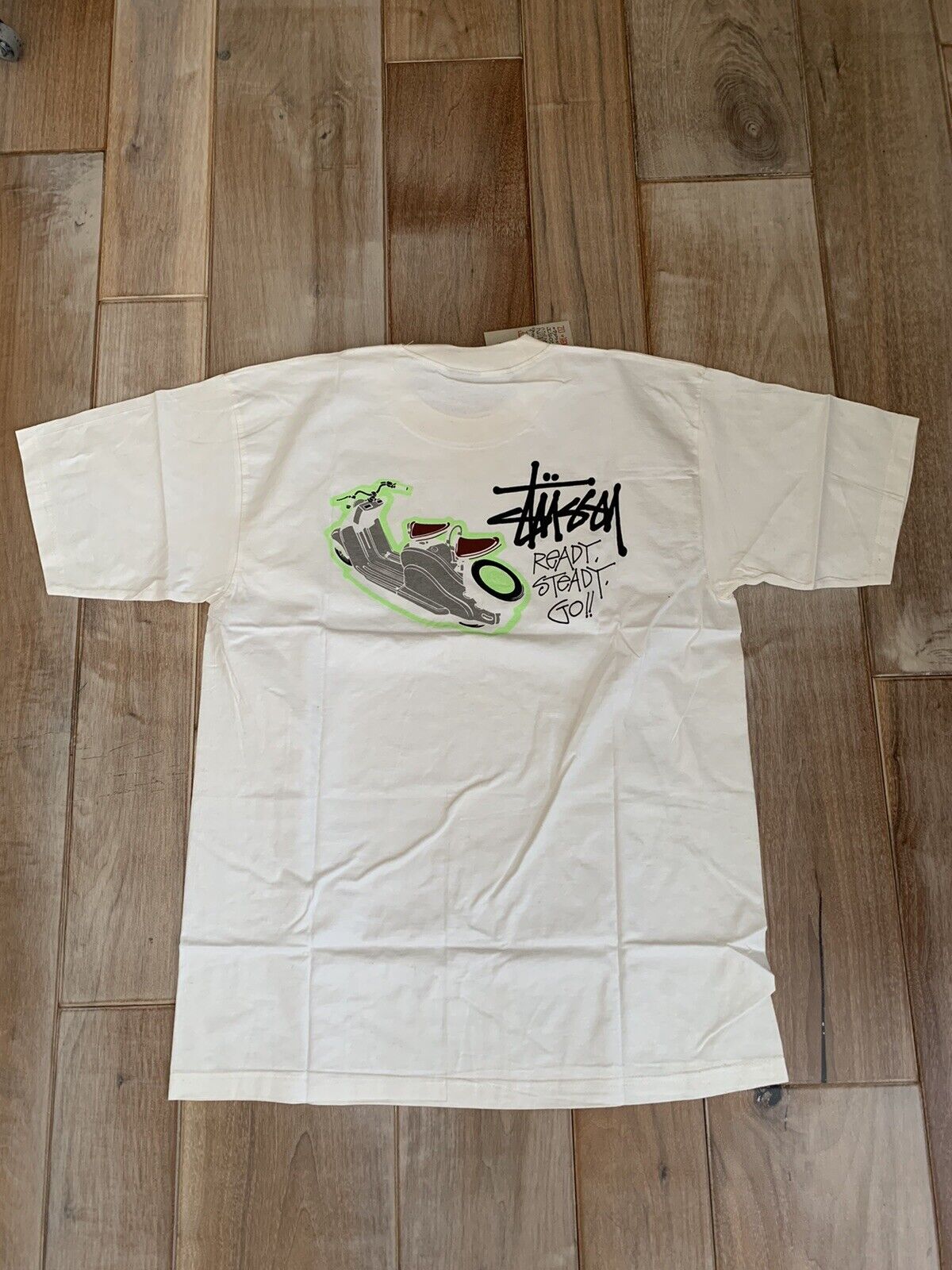 Vintage Stussy Ready,Steady,Go!! Graphic T Shirt - L – Jak of