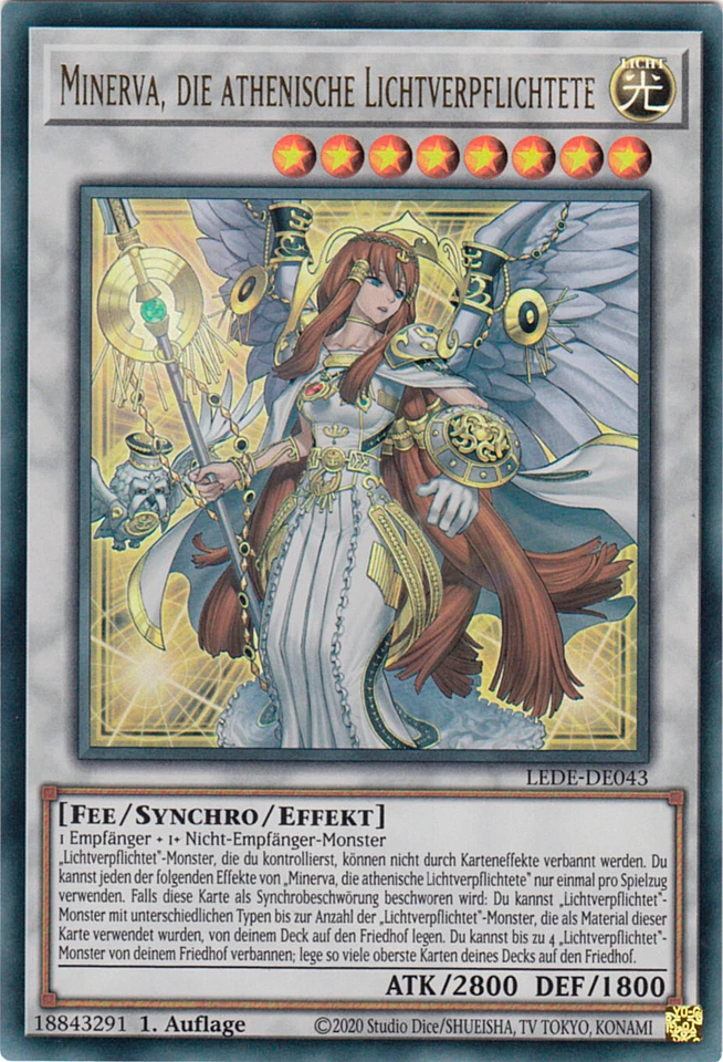 YU-GI-OH, MINERVA, DIE ATHENISCHE LICHTVERPFLICHTETE, UR, LEDE-DE043, 1.Auf, TOP - Bild 1 von 1
