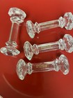 Vtg Crystal Dumbbell Knife Rest Made In Poland 24% Lead Crystal Set of 4