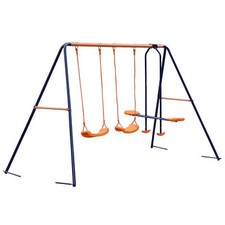 Child Kids Play Garden Outdoor Double Swing Set Metal Frame Swing Heavy Duty
