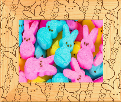 Easter Peeps Laser Engraved Wood Picture Frame Landscape (3 x 5)