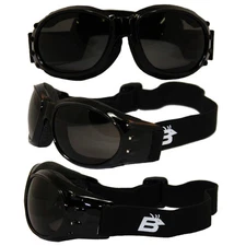 Black Frame Motorcycle Biker Jet Ski Goggles with Smoke Lenses Anti-Fog Glasses