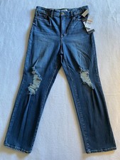 Womens Sofia Vergara Leslie Super High Rise Slim Destructed Blue Jeans Size 8