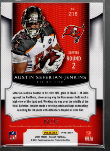 A7061- 2014 Select Prizm Purple #218 Austin Seferian-Jenkins Auto Jersey /15 - Picture 2 of 2