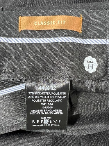 HAGGAR MEN PANT 44x32  BLACK Plain Front Classic Fit NWT - Picture 6 of 7
