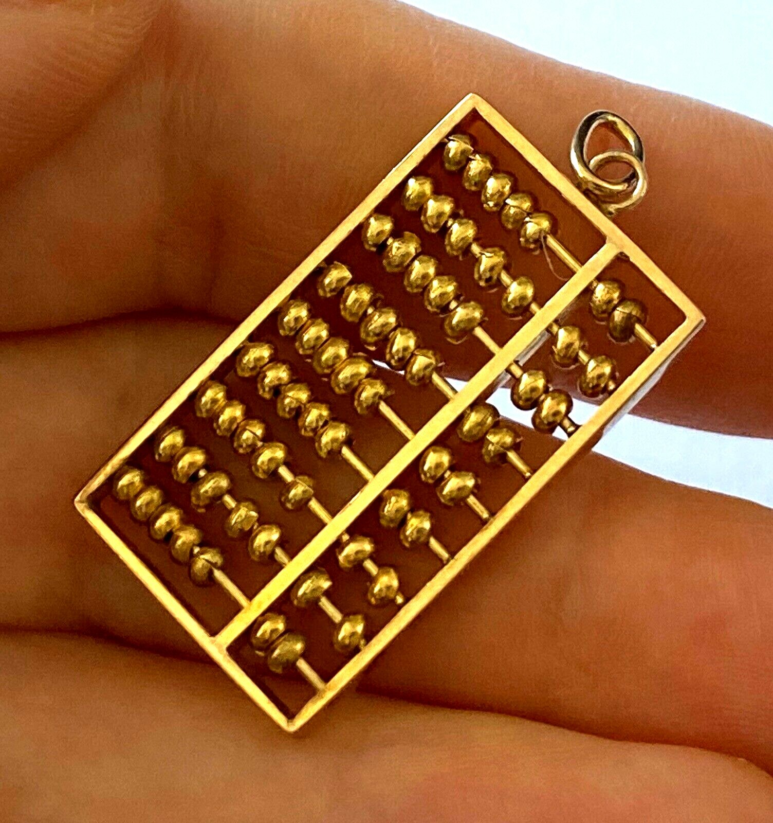 Solid 14K Yellow Gold Working Abacus Moveable Bea… - image 8