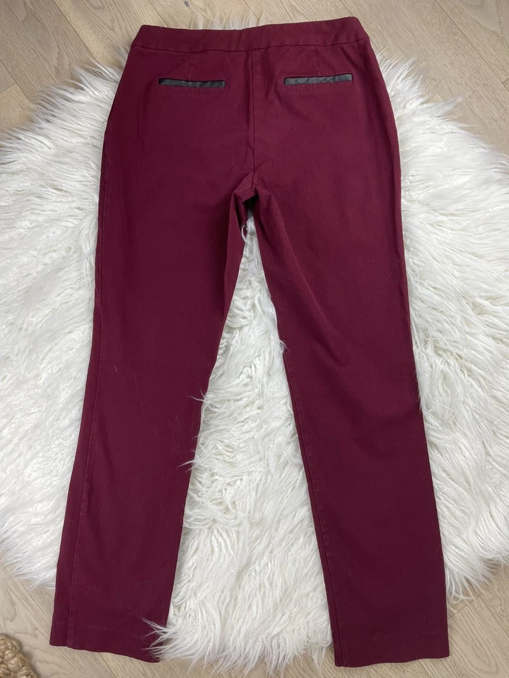 Alfani Mujer’s 4 Leggings Vestido Pantalones Rojo Borgoña Pierna Recta Elástico Foto 3 de 4
