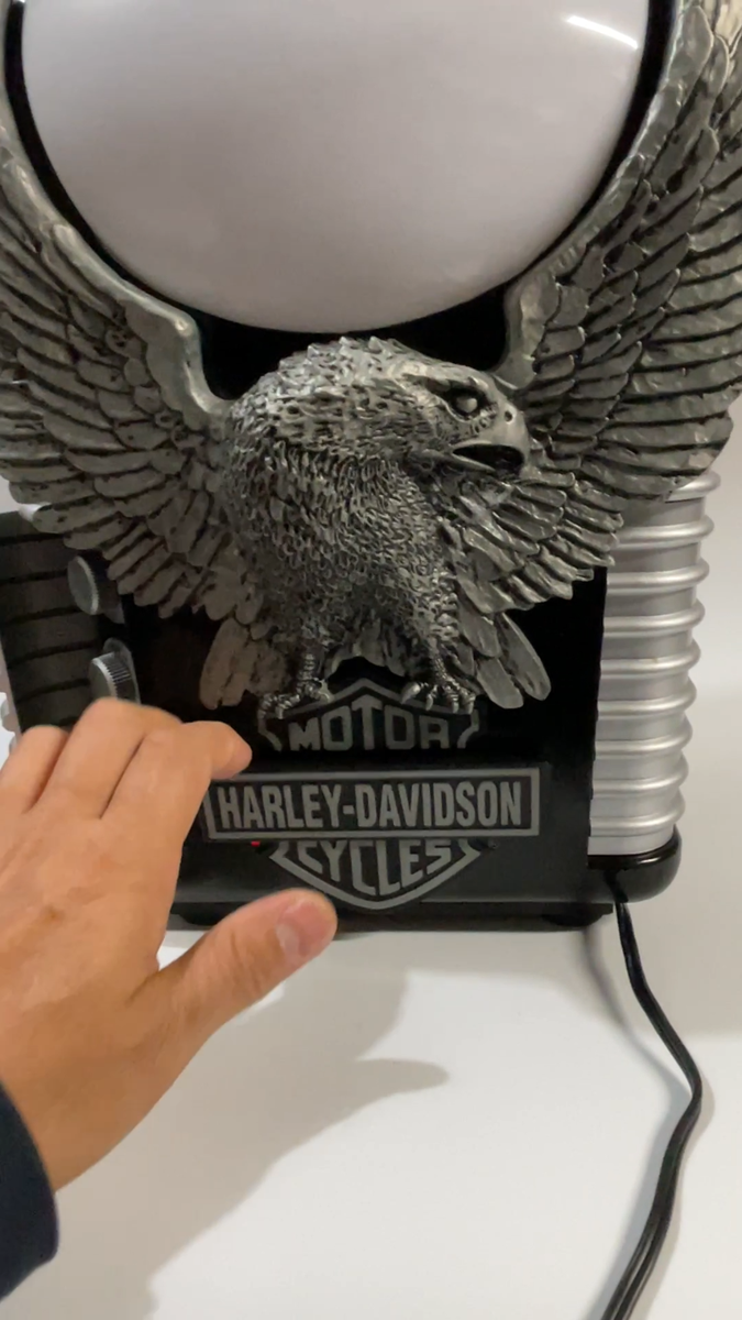 Vintage 1990's Harley Davidson Iron Eagle Table Lamp, AM/FM Radio