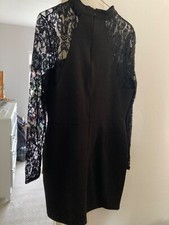Black Lace Top long selves Quiz Dress Size 14
