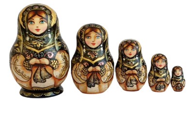 Mini Poupées Russes Matriochka 5 Pièces Peintes à La Main - 8,5cm - Russie