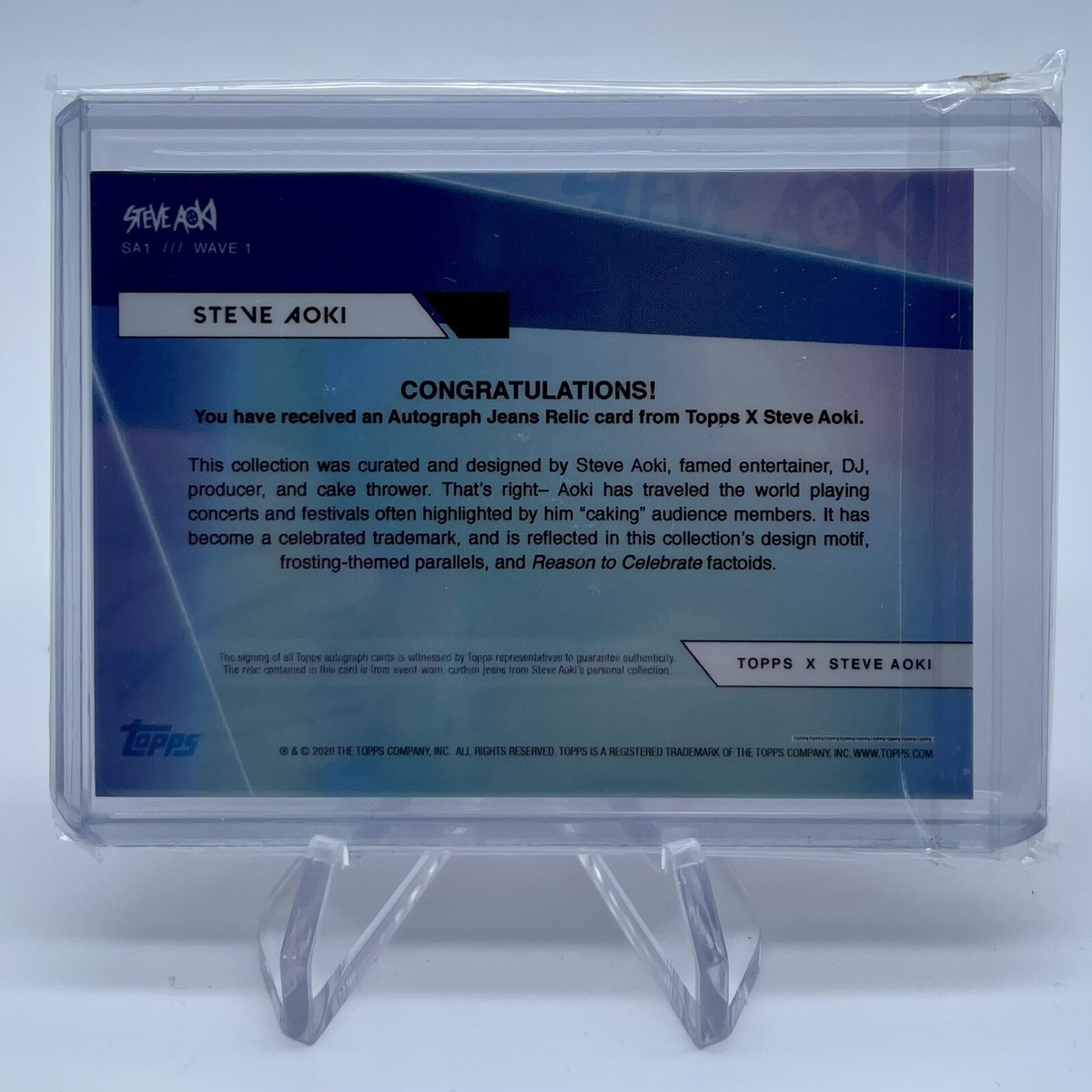 2020 Topps x Steve Aoki Wave 1 Steve Aoki Auto Relic /150 Three
