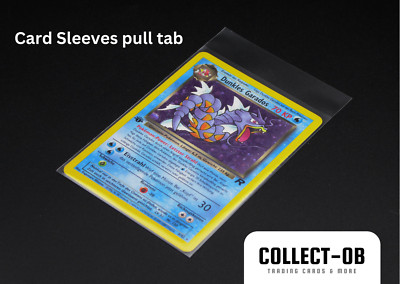 100x Card SLEEVES With PULL TAB Long sleeves perfekt für PSA Grading Submission 