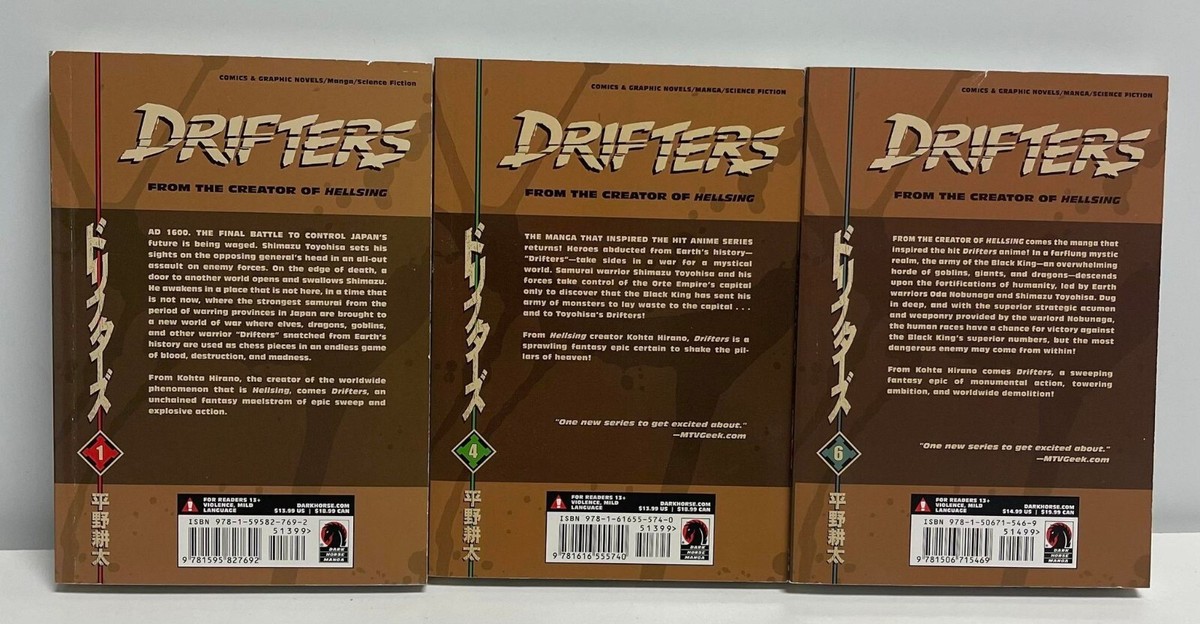 Drifters Volume #1 #4 #6 Dark Horse Manga First Edition Kohta