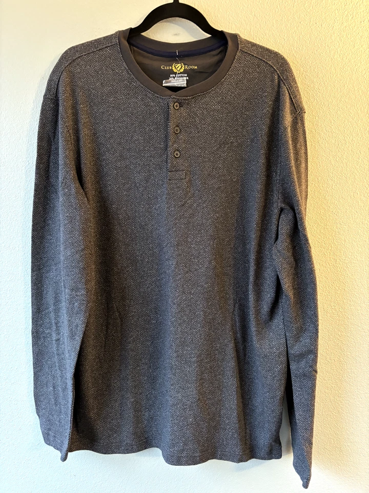 NWT Club Room Mens Long Sleeve Henley Shirt Large Tall - Image 2 of 4