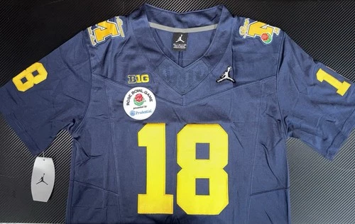 ROSE BOWL Playoff Colston Loveland Diamond Michigan Wolverines Jersey Blue 18 - product listing photo