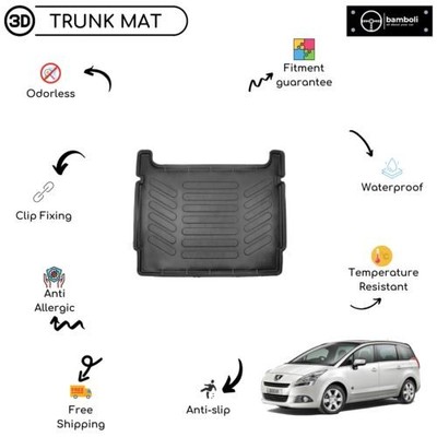 Vehicle Specific Rubber Trunk Mat Fits For Peugeot 5008 Crossover 2010 - 2016