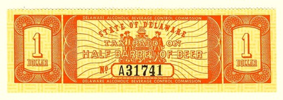 #ad #ad Delaware 1 2 Barrel Beer State Revenue Tax Stamp SRS Cat # B39 $2.69