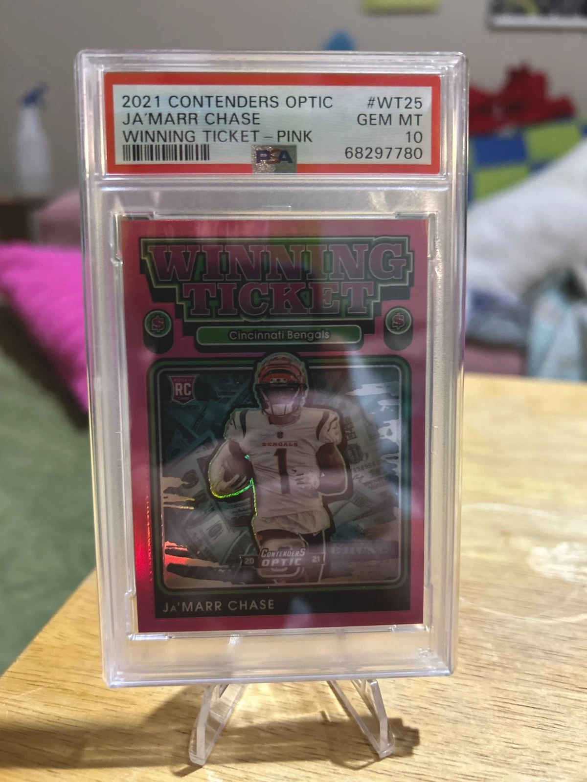 JaMarr Chase Panini Contenders Optic Winning Tickets #WT25 Pink