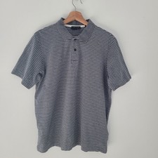 Ted Baker London Gray polo shirt Striped 1/4 button collar Mens Size 4 Large