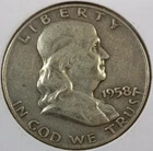 1958-D Franklin 90% Silver Half Dollar (Very Fine Details)