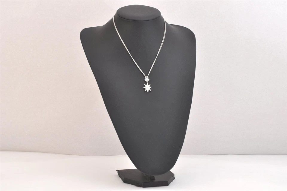 Auténtico collar colgante de cadena Christian Dior tono plata estrás CD 4706N Foto 2 de 4